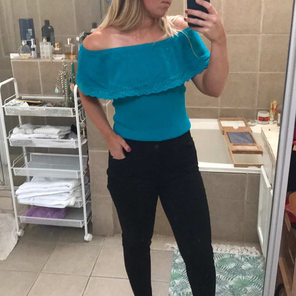Blue Off the Shoulder Top